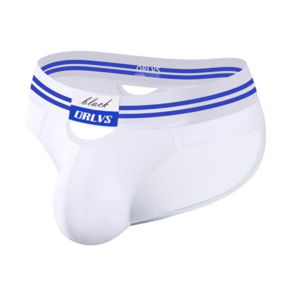 侧面-白色-White ORLVS-OR6245 Cotton Pouch Brief – Ultra Comfort & Definition