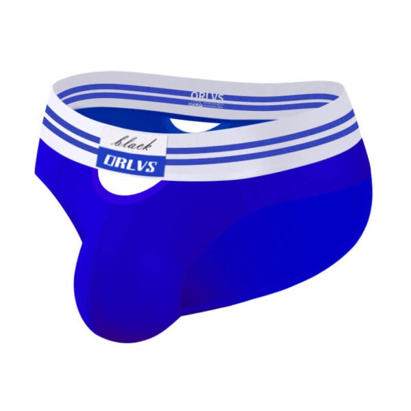 侧面-蓝色-Blue ORLVS-OR6245 Cotton Pouch Brief – Ultra Comfort & Definition